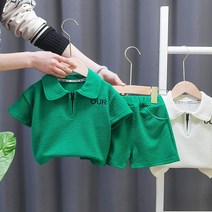 2022새로운 남아 반팔 카리넥 티셔츠 바지 상하복 잘 생긴 소년 여름 두- 피스 1세 2세 3세 4세 5세