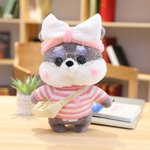 PKTOYS DIY귀여운 애착 오가닉 강아지인형 봉제 동물 크리스마스 명절 선물, 회색-소녀 하트, 30cm (손 선물 상자)