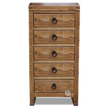 통나무 엔틱 5단 서랍장 410x340 침대협탁 원목수납장