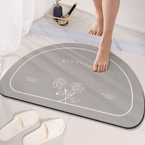 허니상점 소프트 규조토 발매트 욕실 러그 반원 반달 타원형 매트 /3type, 반달차콜