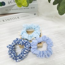 블루 곱창밴드 3세트 미니 머리끈 헤어스크런치 헤어끈 슈슈