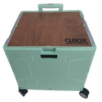 큐코리아 [뚜껑수납형] 접이식 쇼핑카트 폴딩카트 4바퀴 핸드카트 캠핑테이블 뚜껑, (뚜껑수납형_대형)민트/그레이