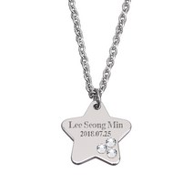 써지컬스틸 미아방지목걸이 양면각인 큐빅세팅, 목걸이:양면+네모(큐빅세팅), 볼, 7세이상:38+여유3