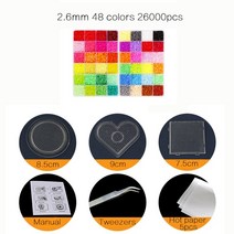 24/72 색 상자 세트 하마 비즈 장난감 2.6/5mm 펄러 교육 어린이 3D 퍼즐 diy 완구 퓨즈 페그 보드 시트 다림질 종이, [01] 26000pcs 2.6mm