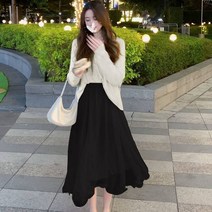 MOSAIRATION여성 라인 드레스 청바지 스커트 여름 밴딩 훌 스커트 롱 플레어 스커트
