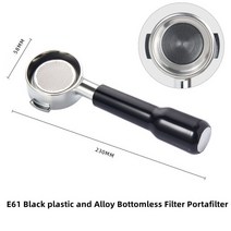 더블 이어 커피 머신 핸들 바텀리스 필터 포터필터 58MM 범용 나무 E61 에스프레소 도구, 06 58MME61-2EAR-B-plas