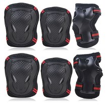 6Pcs 성인/ 무릎 패드 팔꿈치 손목 청 보호 장비 롤러 스케이트 보드 사이클링 스쿠터 야외 스포츠, 02 Red-6Pcs, 03 M--weight 40-70kg