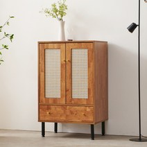 타오 낮은 틈새 거실 라탄 낮은 수납장 600, 브라운