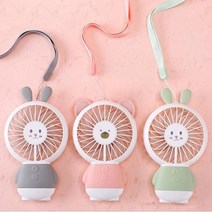 앙증 토끼 곰 초미니 목걸이줄 손풍기, 곰 색상랜덤, 토끼 곰 손풍기