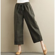 여성린넨 8부통바지 루즈핏 세련된 스타일슬렉스