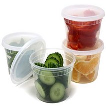 Plastic Food Storage Containers with Airtight Lids 8 oz. - BPA Free Restaurant Deli Cups Foodsaver, 1