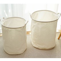 이지앳홈 패브릭 빨래바구니 세탁바구니 화이트 4size, OPTION2(큰원형)