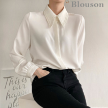 블루종 한정/패플단독 블루종 레이스 카라 블라우스_B2112BL316D