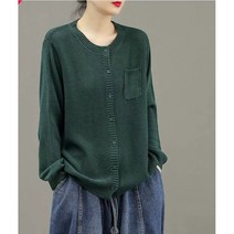 WZC 봄가을 니트 가디건 라운드 무지 포켓 루즈핏 빅사이즈 여성상의 6가지 컬러