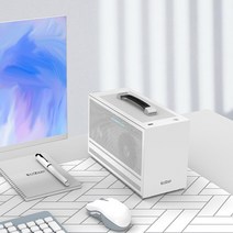Pccooler I100 Pro PC 컴퓨터 케이스 유형-C/USB 3.0 모든 알루미늄 슈트 케이스 휴대용 미니 ITX 섀시 SFX 전원 공급 장치 지원, 01 I100 PRO WH