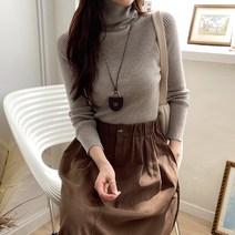 데일리앤 버드 여성 레이어드 슬림 골지 목폴라 터틀넥 니트 티