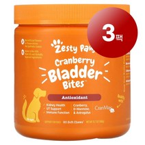 리암마켓 Zesty Paws 제스티 포우즈 강아지용 건강 관리 크랜베리 블래더 바이트 베이컨 맛 소프트 츄 90정 1팩, 3팩