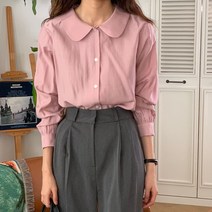 둥근 카라 셔링 소매 긴팔 블라우스 5컬러 데일리템