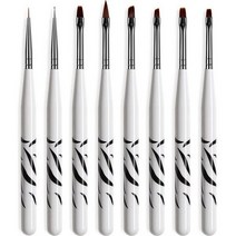 Zebra Handle Nail Brush Set For Art Design Manicure Acrylic Liquid Powder UV Gel Brushes Line Drawin, 8PCS Zebra