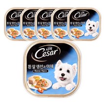 시저 흰살생선과 야채 반려동물 주식 캔, 흰살 생선과 야채, 100g, 6개입