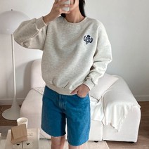 퍼니걸스 5664 자수 라운드 기모 맨투맨 티셔츠 여성의류