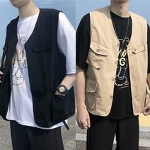 tagi S~5XL 남자 루즈핏 민소매 가디건 베스트 빅사이즈 경량 조끼 여름
