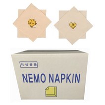 친환경 네모냅킨 (갈색) 3 000 매 / 1박스 _ 예쁜 디자인 소량 칵테일 냅킨 _ 먼지도 적고 물에 강해요 _ 제조 안전한 냅킨_부드러운_저렴한_가성비_3000매_, 윙크&하트냅킨 (갈색)  3천매