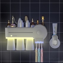 Smabat 스마트 센서등 무선 칫솔살균기 칫솔소독기 치약짜개 칫솔걸이 양치컵 광촉매+자외선 살균 그레이 블루