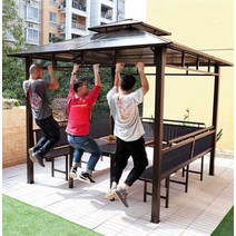 야외 정자 바베큐장 원두막 단독주택 정원, 2.5x2.5m + 3좌석  (기둥 8cm)