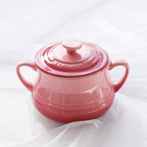 {르 쿠르제} 디저트 세라믹 양손잡이 머그컵 계란찜 다용도, 핑크
