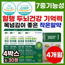 기억력 개선 뇌 혈행 영양제 기능성 징코 플러스 브레인 포그 기억력 집중력 혈행 혈액 순환 개선 도움 징코비타민 혈관건강 기억력개선 식물성 징코오메가 징코 은행잎 영양제 플러스, 4개, 30정