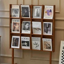 원목 잡지 진열장 아크릴 매거진 신문 전면 거치대, C 옵션 이미지 참조