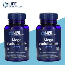 (1+1) 라이프익스텐션 메가 벤포티아민 250mg 지용성 비타민 B1 블러스 슈가 120 베지캡슐 2팩, 2개