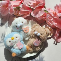 귀여운 동물인형 키링 에어팟키링 버즈 키링 하프물범 곰 펭귄 인형 키링 키홀더 가방고리, 곰돌이
