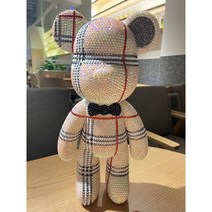 패턴 베어브릭 큐빅 만들기 수제 diy 인형 피규어 보석십자수 꽃 수제, 09.34cm 그리드 스틱 다이아몬드 곰, 000cm