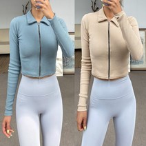 투웨이 크롭 집업 필라테스 복 커버업 운동복 요가 탑 긴팔 옷 플라잉 요가복 복장 상의