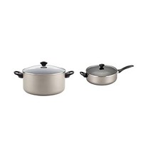 Farberware Promotional Cookware 알루미늄 논스틱 커버 육수 냄비 10 5쿼트 샴페인 실버 및 21909 식기 세척기 사용 가능 논스틱 점보 쿠커/소테 팬