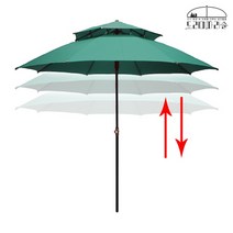 국내제작 대형 2단 중형 야외 정원 카페 테라스 옥상 캠핑용 그늘막 파라솔 높이조절, 그린