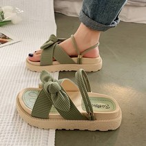 Dline 새로운 2021 샌들 레이디 여름 요정 스타일 패션 학생 두께 로마 평면 신발 실내 슬리퍼 슬라이드 나비 노트 샌들 여성 이월상품 240 크록스 크록스 샌들