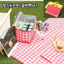 아띠 가성비기획세트 방수돗자리 쿨러백 세트구성, 레드체크