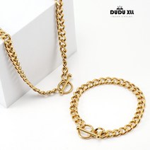 뚜루뚜루 남자 써지컬 스틸 18K 골드 OT 쿠바 팔찌 목걸이P00227 유럽 INS 개성 힙합 캐주얼