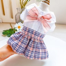강아지 봄옷 애완 동물 옷 봄 여름 애플 넥 드레스 공주 격자 귀여운 스커트 캐주얼 투투 코트 작은 개 의류, [04] Style 4