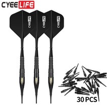 전자 다트 핀 비트 팁 CyeeLife-18g 구리 다트 배럴 전자 소프트 팁 다트 다트 바 게임 30 개 소프트 다트 팁, [07] Black