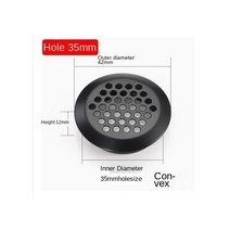 10pcs 라운드 캐비닛 공기 덕트 환기 Dia.19mm-53mm 철강 루버 메쉬 구멍 플러그 장식 커버 옷장 그릴 시스템, 35mm black1