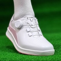 액션런 국산 여성 가죽 다이얼 보아 골프화 스파이크리스 화이트 연습용 필드용 겸용 골프 운동화