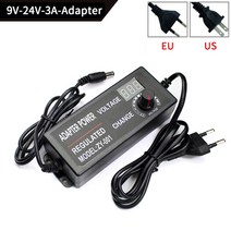 조정 가능한 전원 공급 장치 어댑터 ACDC 3V 12V 24V 9V 범용 디스플레이 화면 포함 전압 호버 보드, 9V-24V 3A+US+With 8PCS Connect