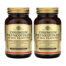 [1+1] Solgar 솔가 크롬 크로뮴 폴리니코티네이트 200 mcg 100정 베지캡슐 니아신 솔땡 고약사 약들약 2개, 1개, 기본