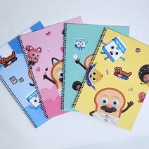 브레드이발소 스프링 노트 연습장 공책 유선 노트, 릴라와늘보 랜덤배송