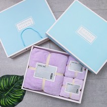 주문제작 LOGO 수건 판촉 활동 조그마한 선물 10주년 연말선물 사은품 결혼식 돌잔치, 보라색 목욕타월 1개 타월 2개