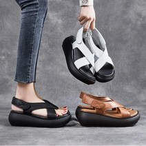 엔티랄라 샌들 여성 샌들 두꺼운 밑창 유행하는 여름의 캐주얼한 여성 가죽 통굽 컴포트 샌들